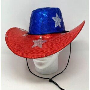 Light Up Sequin Cowboy Hat Patriotic Rodeo